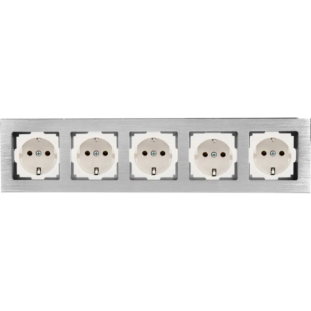 Рамка для розеток и выключателей Werkel Aluminium 5 постов, металл, цвет алюминий STLM-2011277 - Вид №2