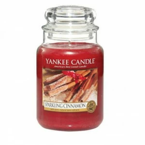 Свеча большая в стеклянной банке "Сверкающая корица" Sparkling Cinnamon 623 гр 110-150 часов YANKEE CANDLE  267864 Красный