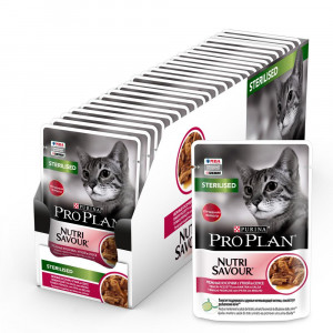 ПР0037492*26 Корм для кошек NutriSavour для стерилизованных и кастрированных, с уткой в соусе, пауч 85 г (упаковка - 26 шт) Pro Plan