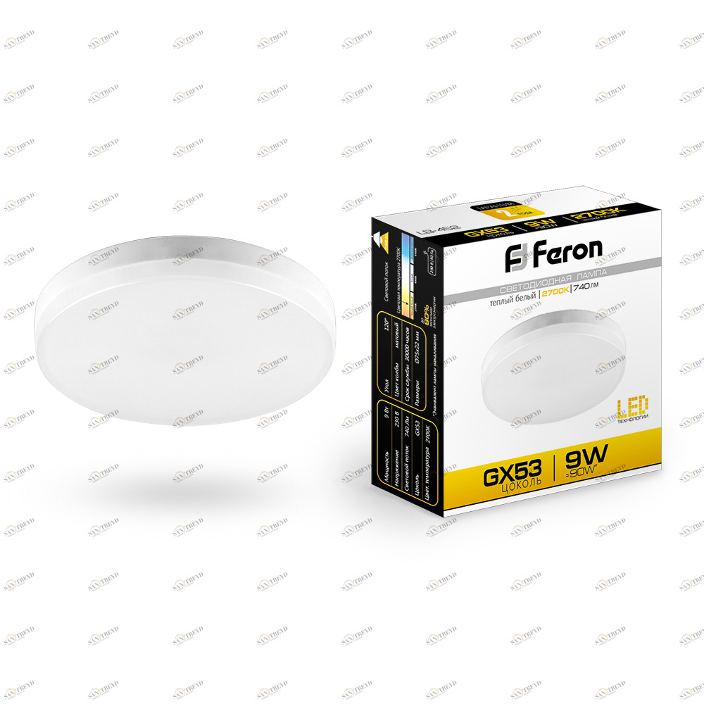 Лампа светодиодная Feron GX53 9W 2700K LB-452 25832 FERON  00-3956565 Матовый 