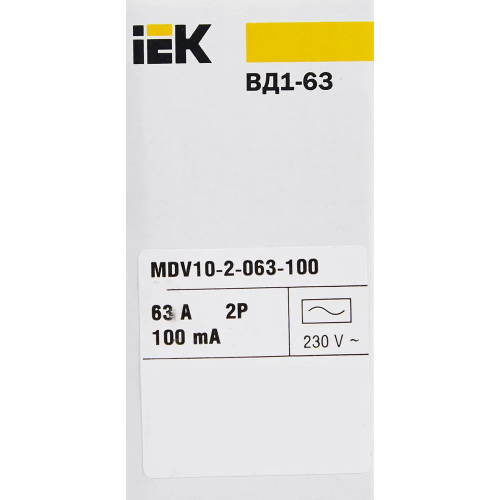 УЗО IEK ВД1-63 2Р 63 А 100 мА 4.5 кА AC STLM-2090746 - Вид №6