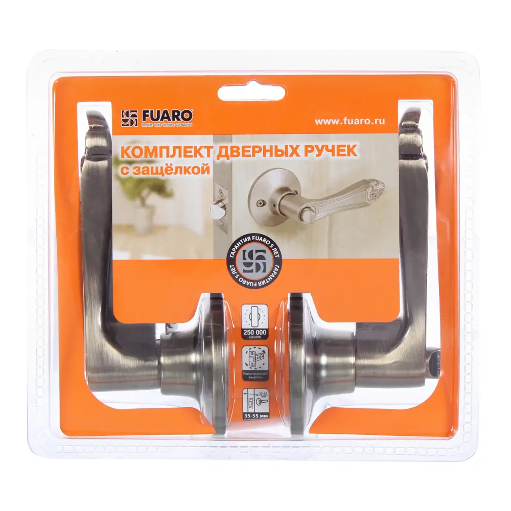 Ручка защелка 637/BL АB-E (бр) кл/фик FUARO STLM-2148104 - Вид №2