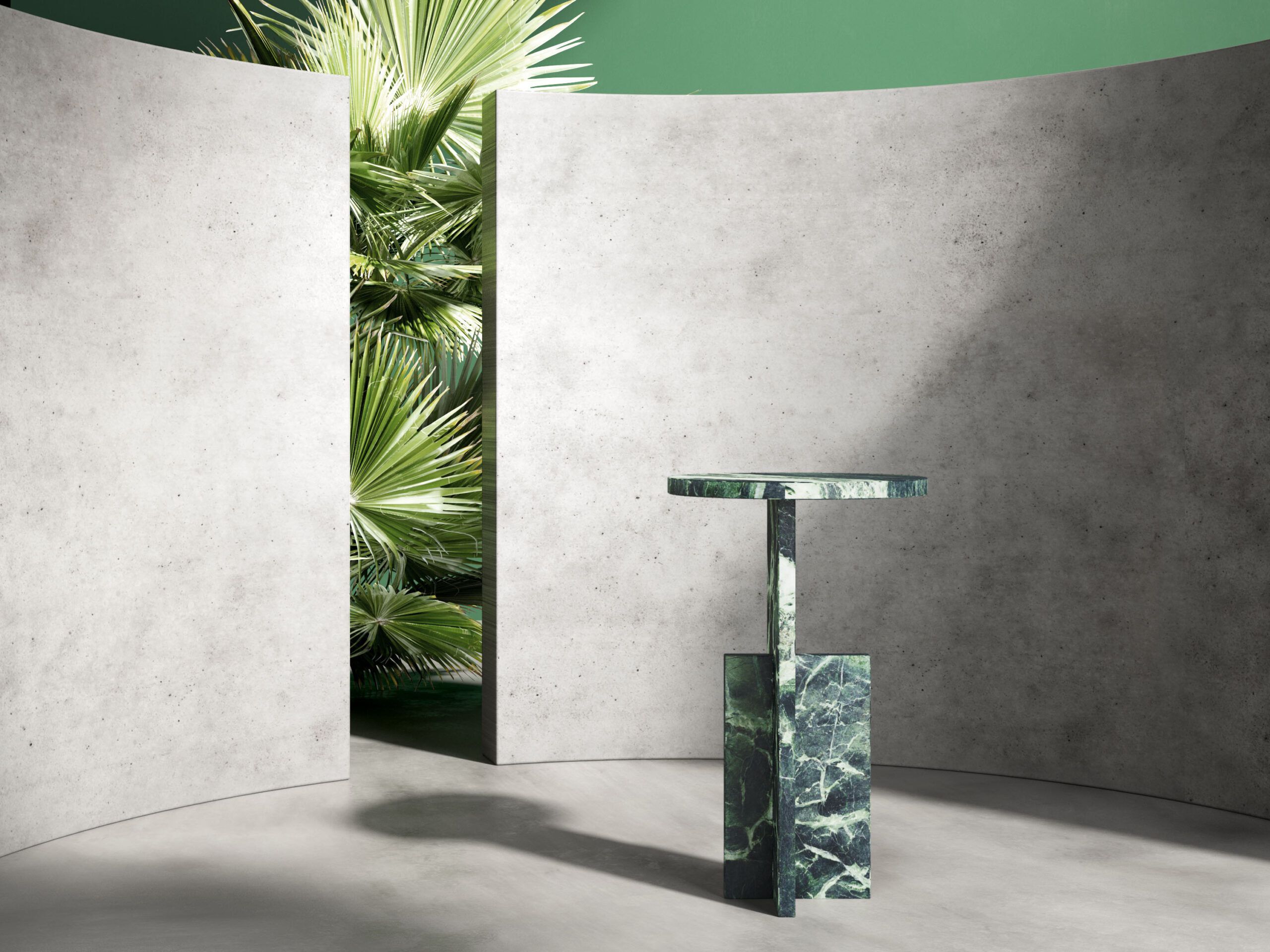 Высокий круглый журнальный столик из зеленого мрамора Сен-Дени MILLE997 ARCH-00128733 - Вид №1