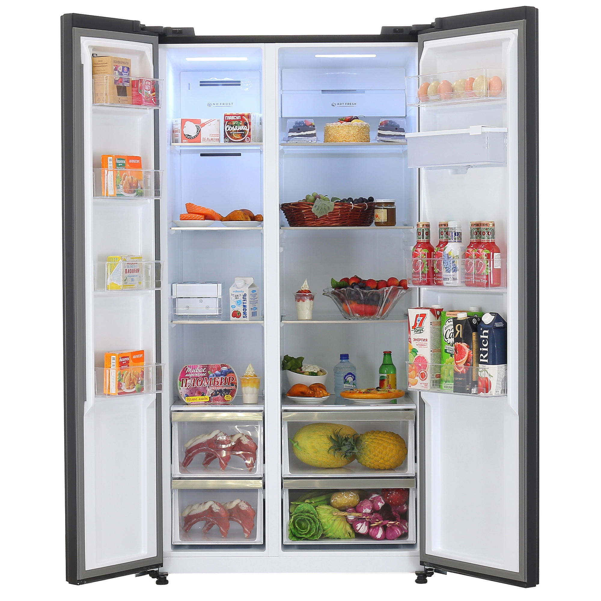 9056600 Холодильник Side by Side   DEXP SBS4-61AMA серый STDN-0037095 - Вид №5