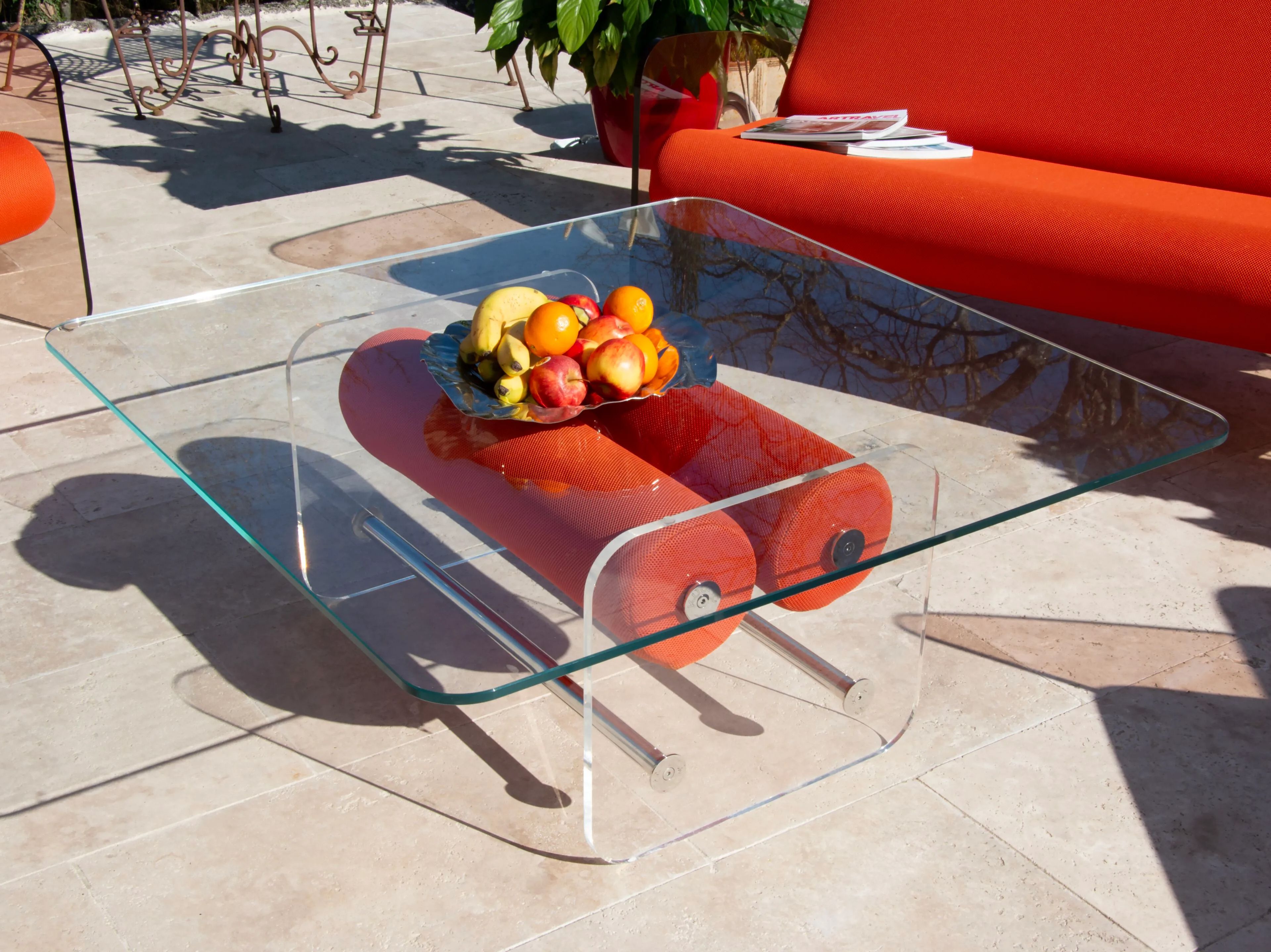 Квадратный стол из ПММА и стекла KUUMO COFFEE TABLE XL MW ORANGE ARCH-00057742