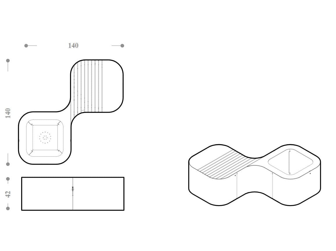 2-модульная скамья с сиденьем и плантатором DIMCAR PINCH ARCH-00105658 - Вид №2