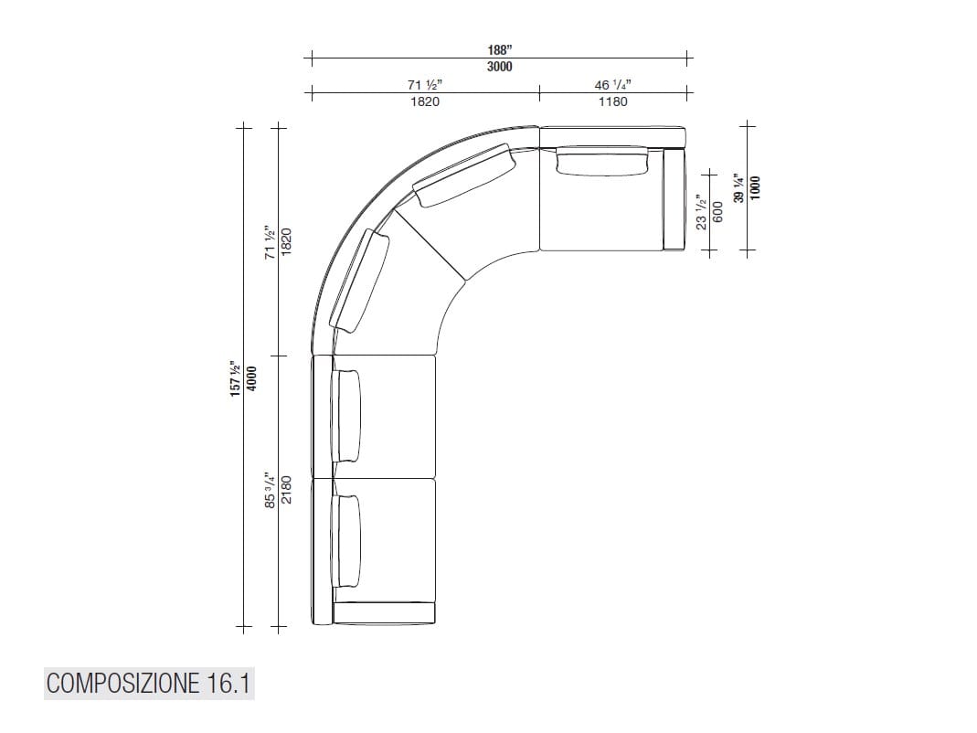 Угловой диван из ткани с полуостровом Lema Venise ARCH-00125173 - Вид №37