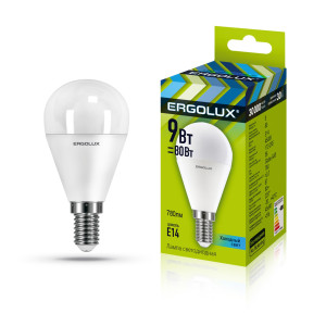 Светодиодная лампа LED-G45-9W-E14-4K 13174 ERGOLUX