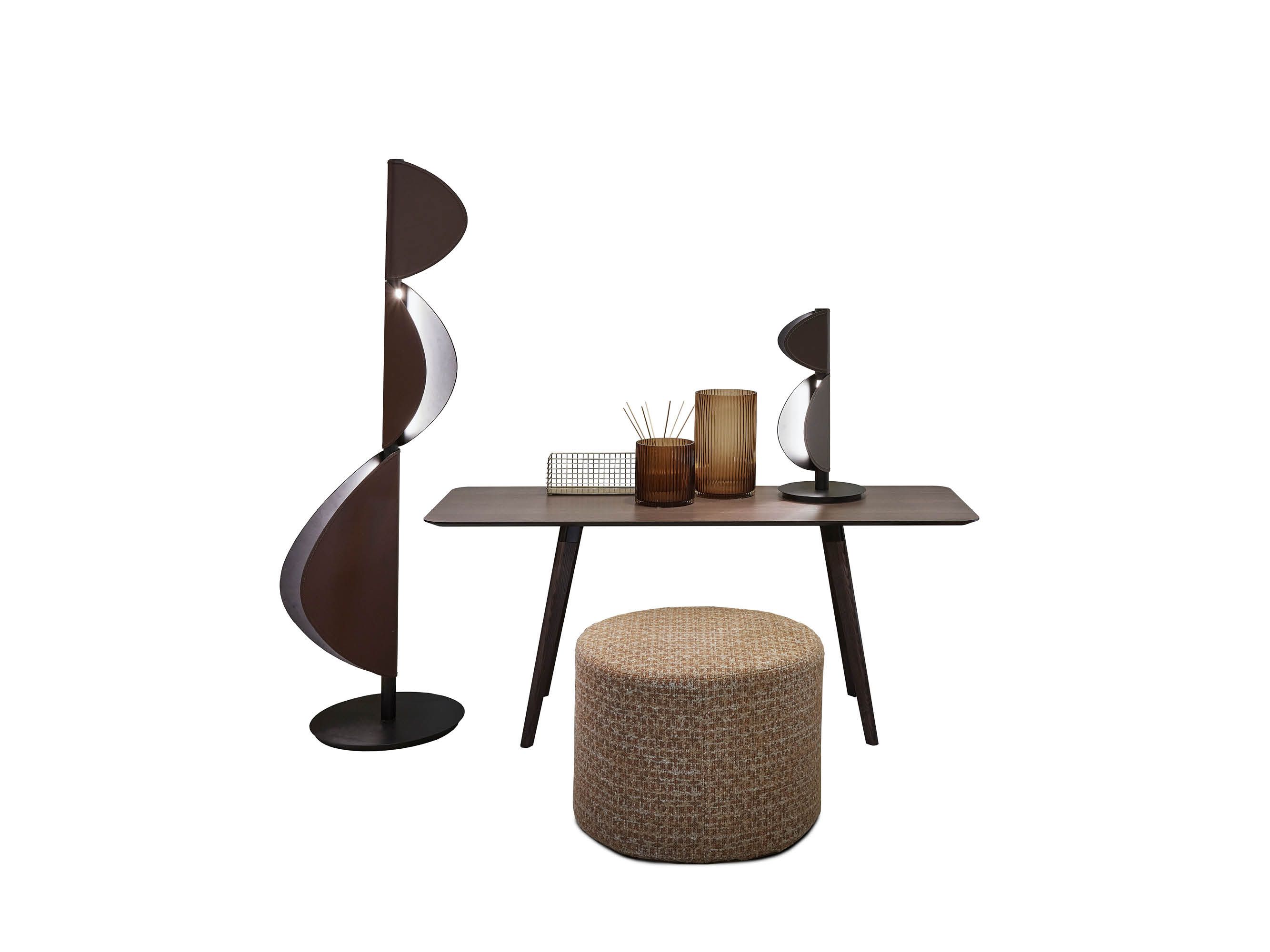 Регулируемый светодиодный торшер из кожи Dema Spin ARCH-00045532 - Вид №1