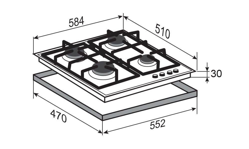 5348891 Газовая варочная поверхность Zigmund & Shtain MN 197.61 I STDN-0098467 - Вид №8