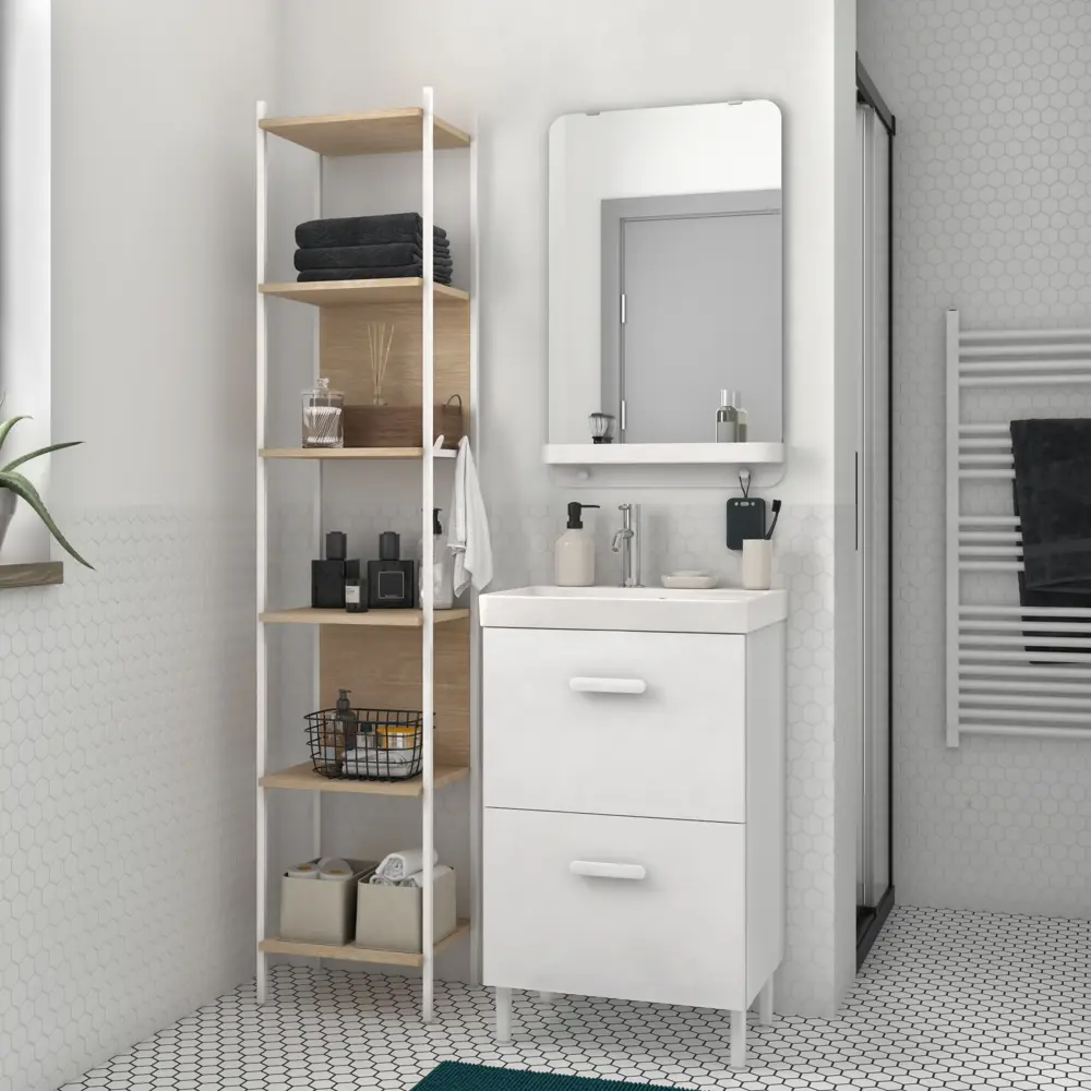 Тумба под раковину напольная Sensea Easy 50 см с двумя ящиками цвет белый STLM-2091549 - Вид №12