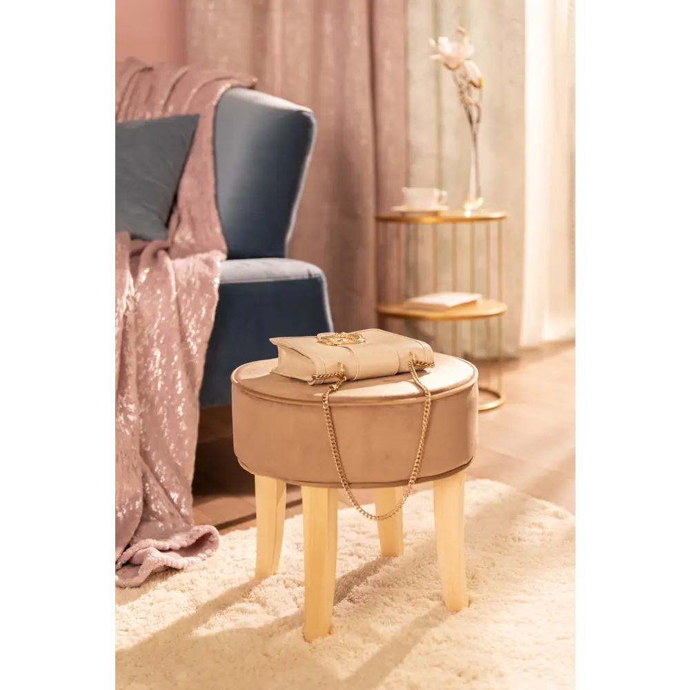 Табурет с мягкой обивкой цвет коричневый Atmosphera STLM-2134446 - Вид №2