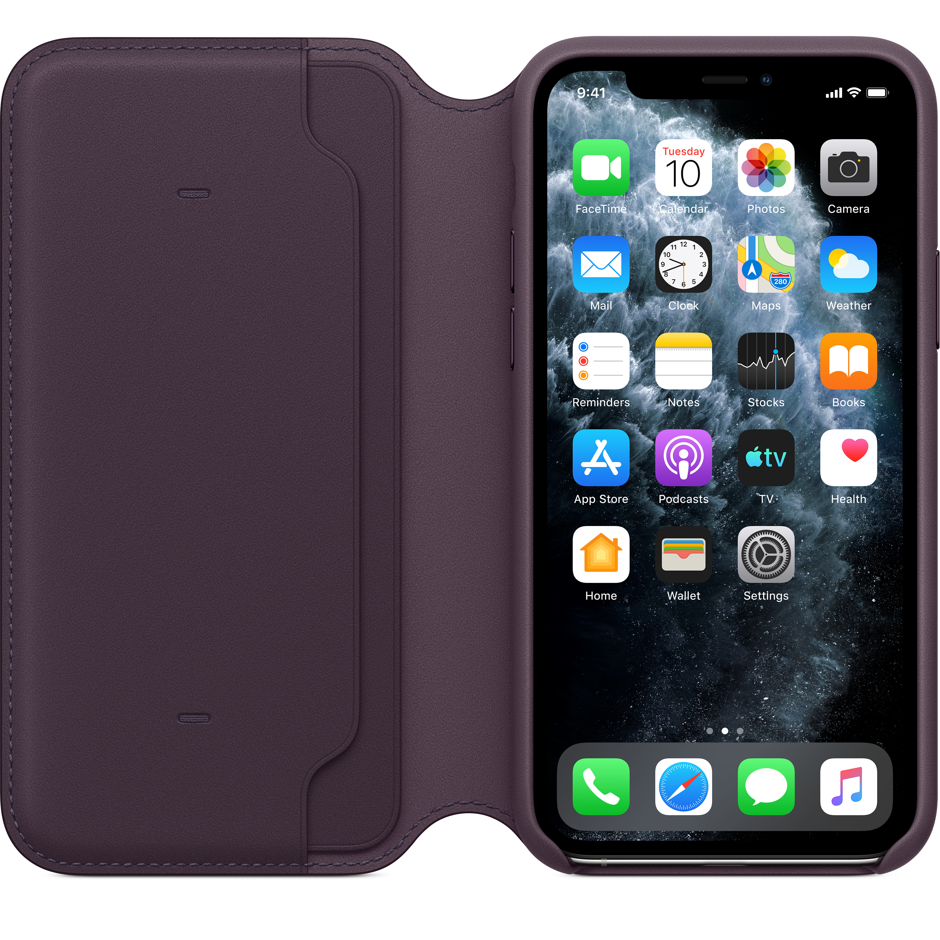 MX072ZM/A Iphone 11 pro leather folio - aubergine Apple Santreyd  - Вид №5