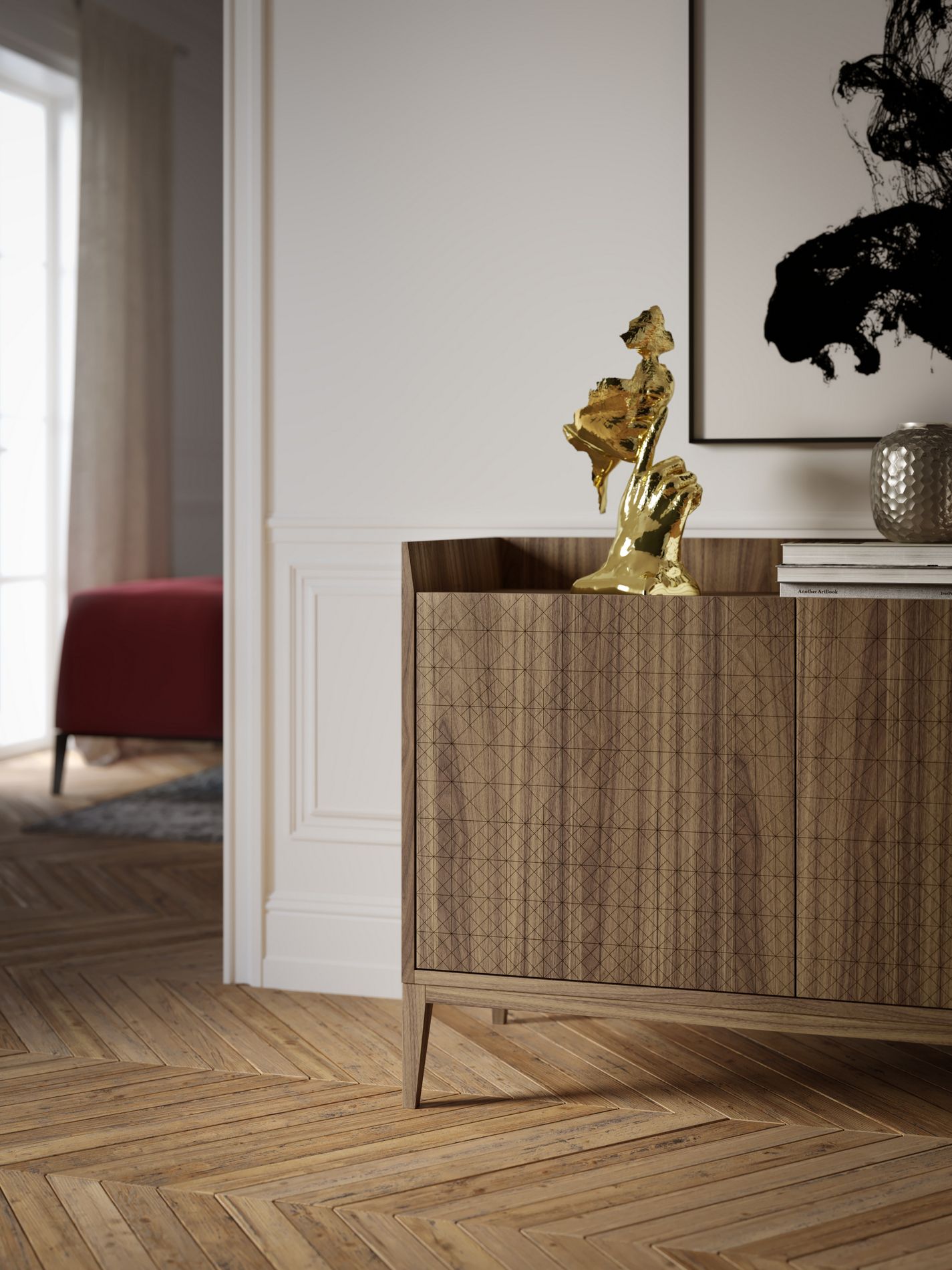 Шкаф из грецкого ореха с распашными дверями Barba design текстуры ARCH-00101635 - Вид №2