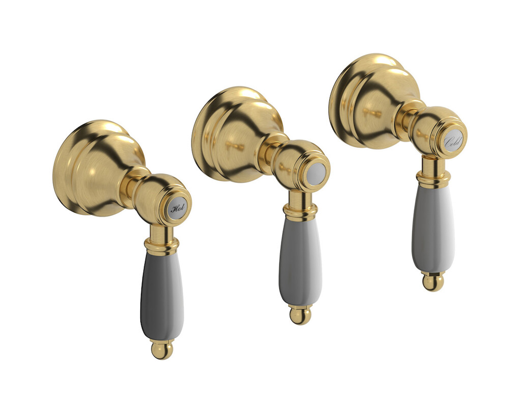 Встроенный смеситель для душа на 3 отверстия с двухходовым дивертером WE ARE IB hl410os_2 Brushed Gold Hermes