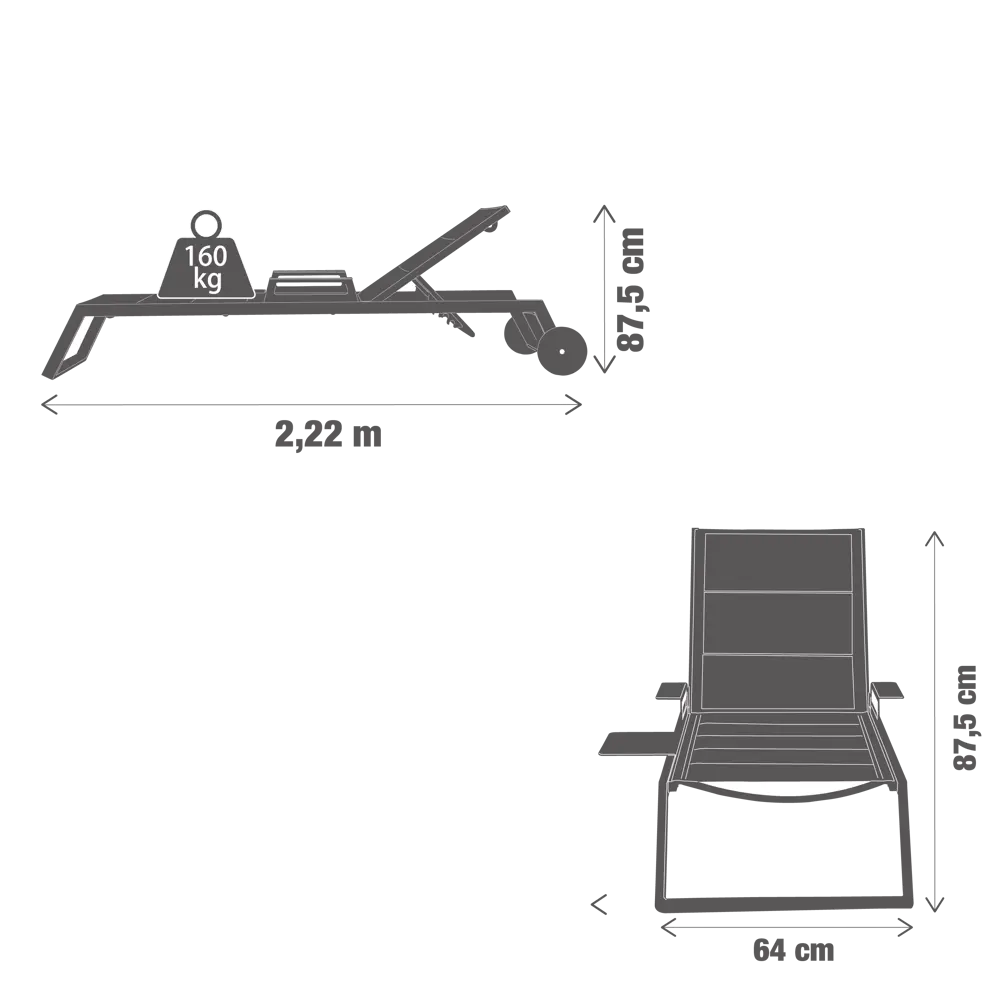 Шезлонг Naterial Odyssea II 222x87.5x64 см алюминий/текстилен серый STLM-2087687 - Вид №21