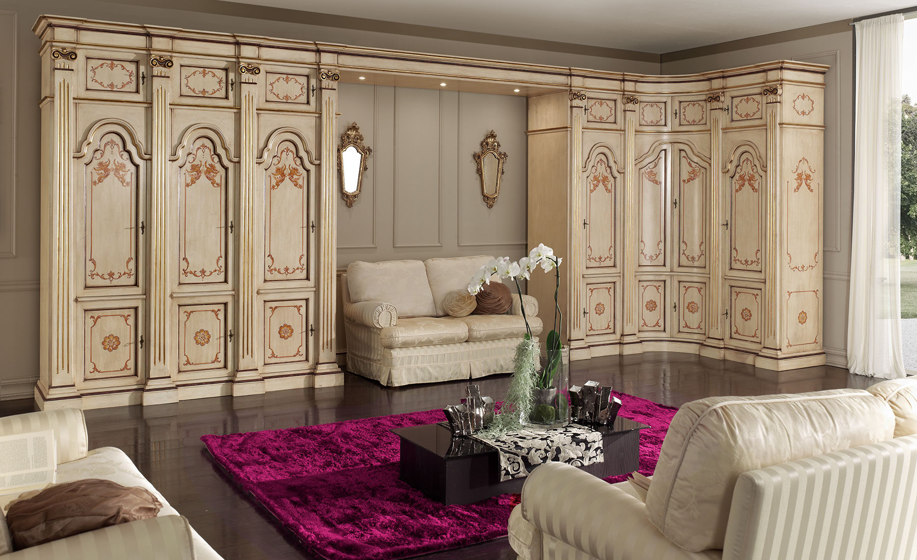 Шкаф персиковый современный дизайн
