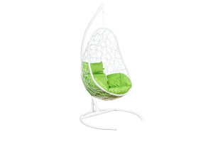 16496951 Подвесное кресло Ажур, белый каркас, подушка зеленое яблоко 7297-4951 Leset