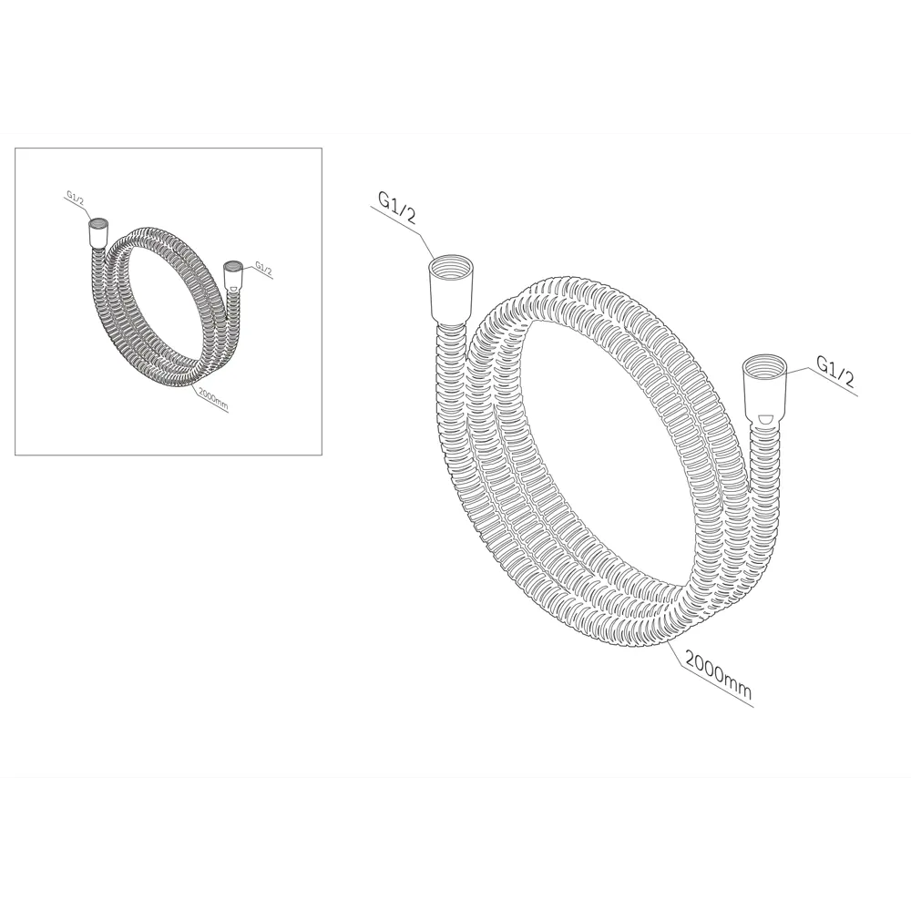 Душевой шланг AM.PM 2 метра хром с защитой от перекручивания 89409670 STLM-1564832 - Вид №1
