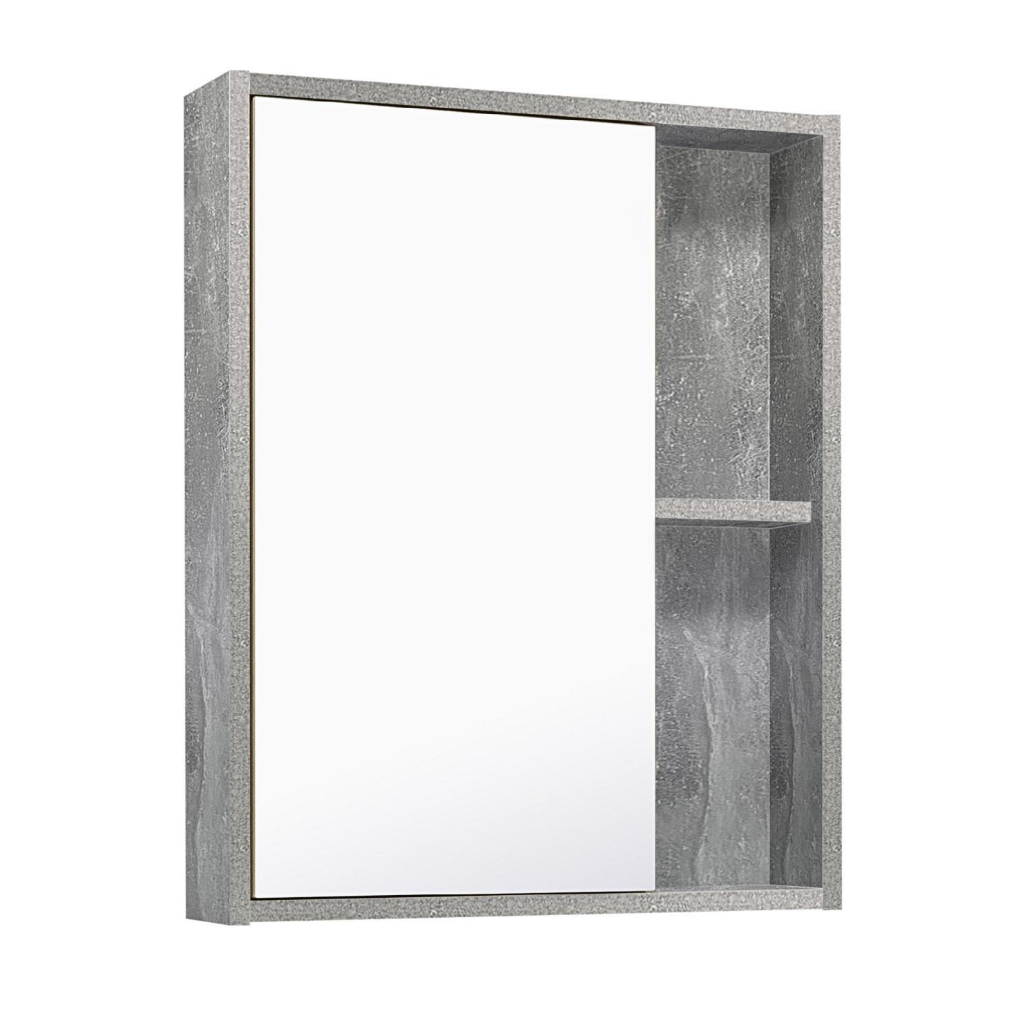 90540206 Зеркальный шкаф 65х52 см цвет серый бетон универсальный Эко STLM-0271958 RUNO