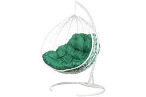 16072802 Двойное подвесное кресло Gemini White, зеленая подушка BiGarden