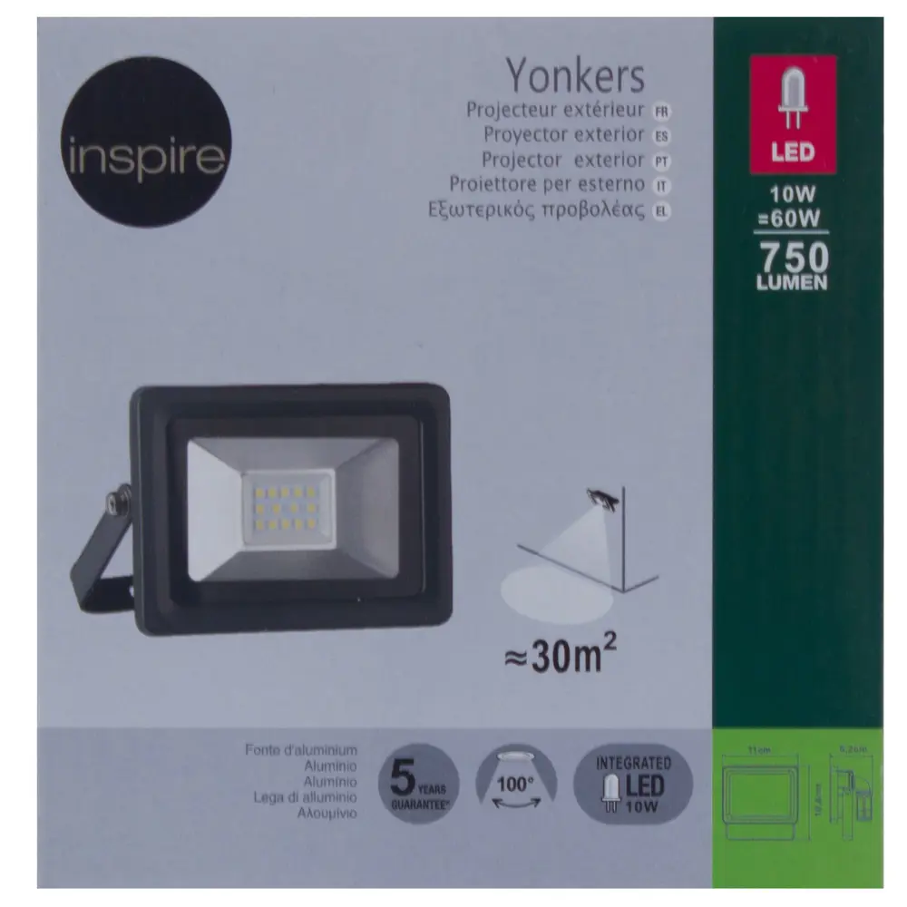 Прожектор светодиодный Inspire Yonkers 10 Вт, 680 Лм, IP65 STLM-2196887 - Вид №4