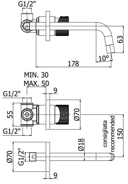 Настенный однорычажный смеситель для раковины RUBINETTERIA PAFFONI Jo ARCH-00070467 - Вид №1