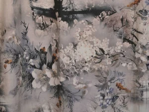 LELIEVRE Набивная льняная ткань с цветочными мотивами Jean paul gaultier - le defile