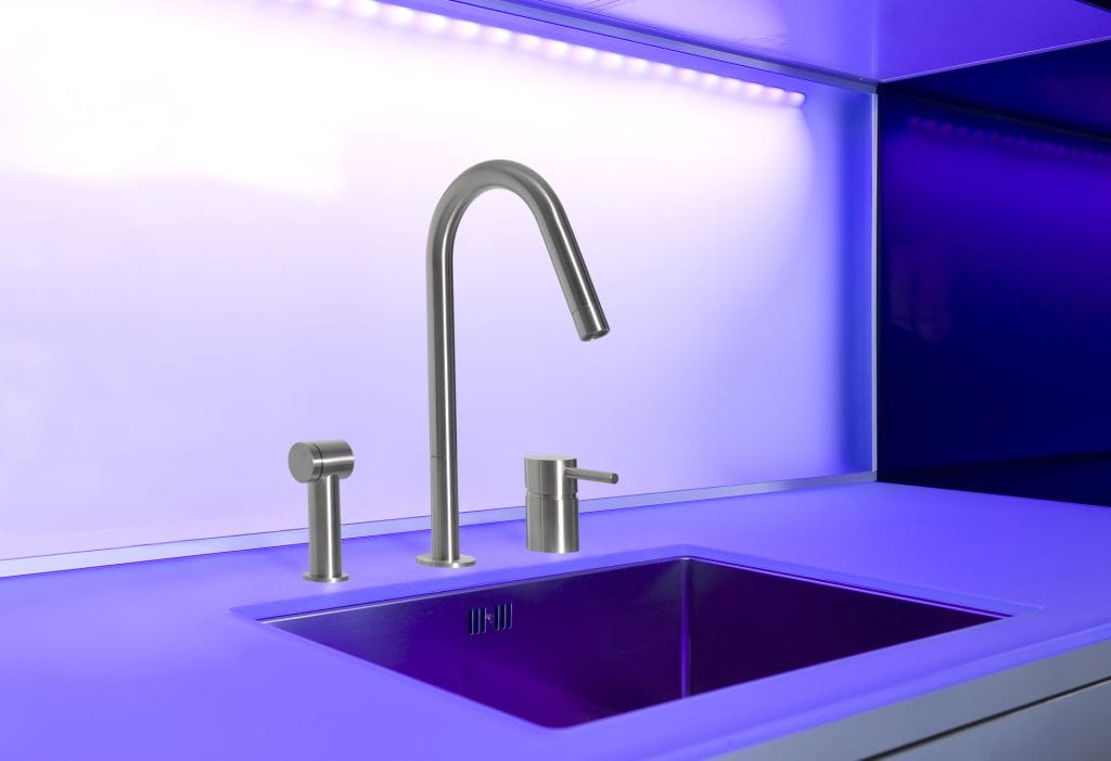 Смеситель для кухни с 2 отверстиями из нержавеющей стали со съемным ручным душем MGS F2 ARCH-00003176 - Вид №1