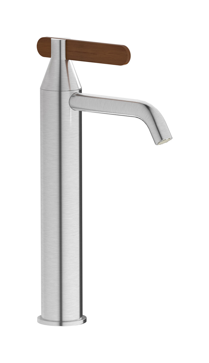 Высокий смеситель для раковины на 1 отверстие в комплекте с донным клапаном WE ARE IB ol306cc Brushed Nickel Soho