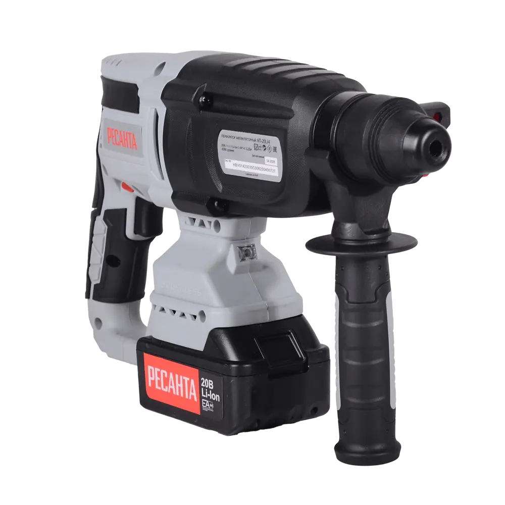 Перфоратор аккумуляторный SDS-plus Ресанта АП20/4, 20 В Li-Ion 2x4 Ач, 3.2 Дж STLM-2194541 - Вид №6