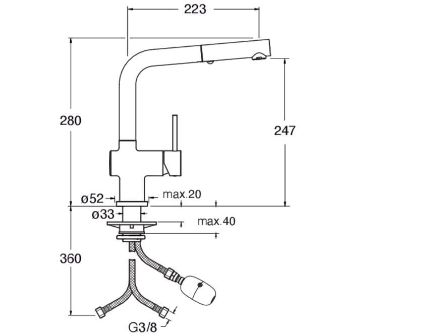 Однорычажный смеситель для кухни с выдвижным ручным душем CRISTINA Rubinetterie кухня-Contemporary Collection ARCH-00073909 - Вид №2