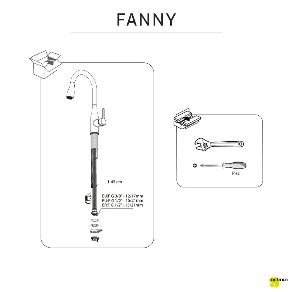Кухонный смеситель DELINIA Fanny в матово-черном исполнении 84752045 STLM-0878106 - Вид №11
