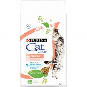ПР0059644 Корм для кошек с чувствительным пищеварением, птица, лосось сух. 7кг Cat Chow