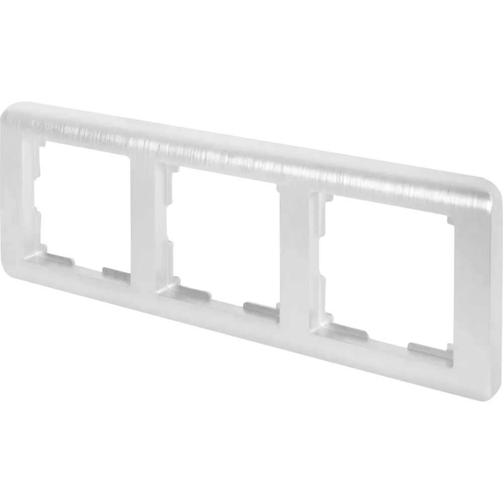 WERKEL Stream — декоративная рамка для трёх электроустановок в серебристом рифлении 82125385 STLM-0019714 - Вид №1