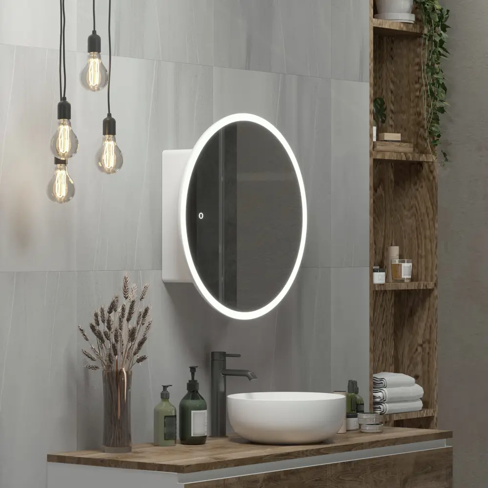 Santreyd Time — зеркальный шкаф с подсветкой для ванной 70×70 см 85104658 Time White LED STLM-0058813 - Вид №7