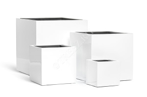 41.3320-05-033-WH-50 Кашпо  Effectory - серия Gloss - Куб - Белый глянцевый лак Цветочная коллекция