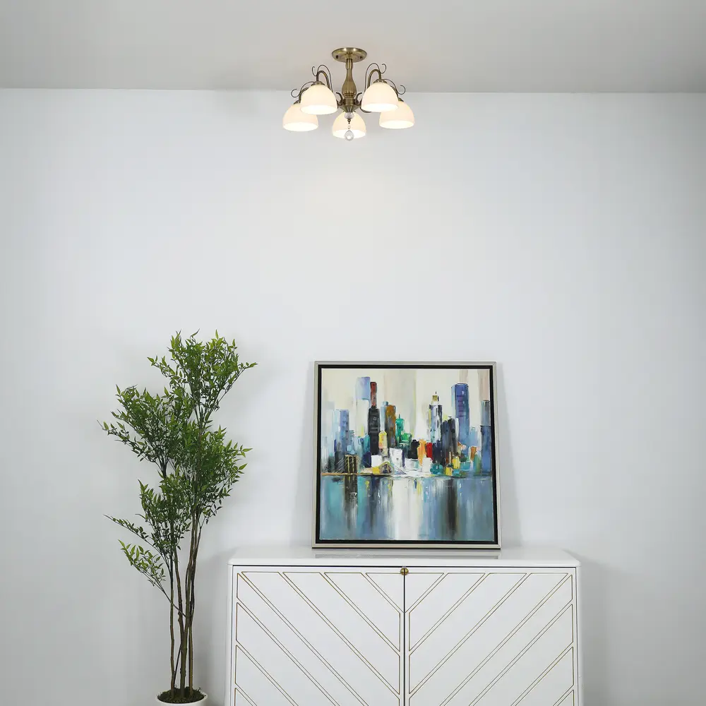 Люстра на штанге Primavera 5 ламп 20 м² цвет бронза SCHAFFNER STLM-2019184 - Вид №10