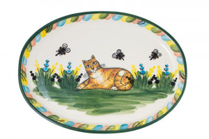 487033 Тарелка "Кот и К", овальная, 25 см Дымов Керамика