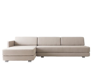 Двуспальный диван-кровать из ткани с полуостровом