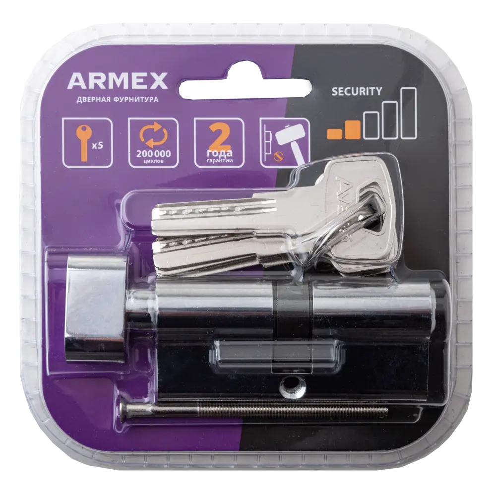 Цилиндр Armex Smart LM-70 35x35 мм ключ-вертушка цвет хром STLM-2063400 - Вид №2