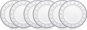 10651598 Noritake Набор из 6 тарелок обеденных Noritake "Трефолио,платиновый кант" 28см Фарфор костяной
