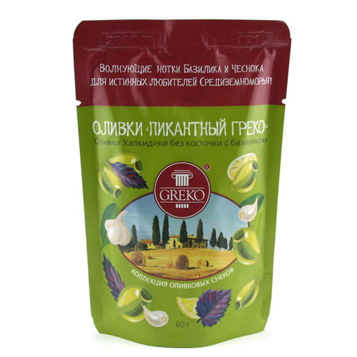 Оливки ПИКАНТНЫЙ ГРЕКО без косточки с базиликом Santreyd 9794 - Вид №1