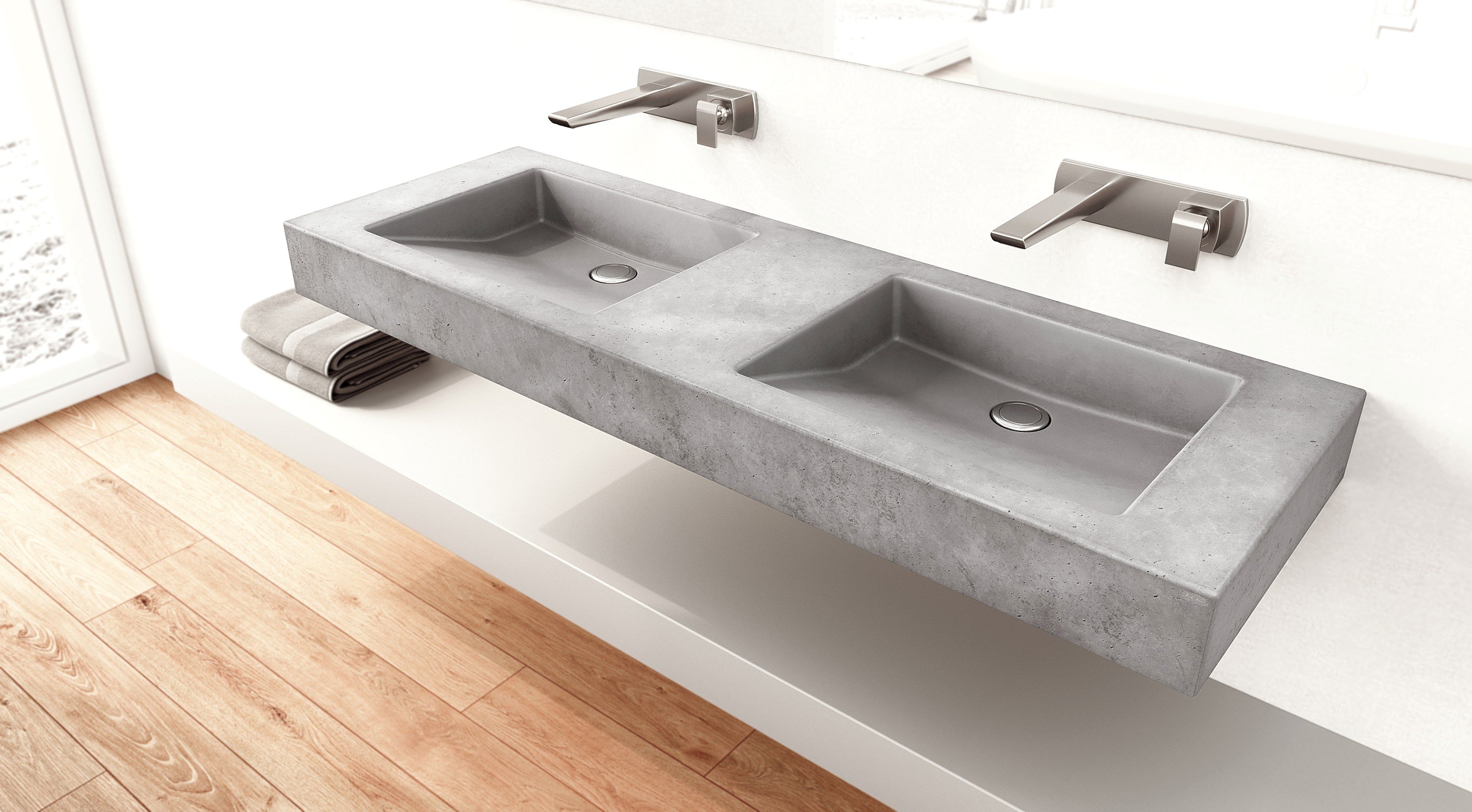 Двойной бетонный подвесной умывальник Gravelli SLANT 07 DOUBLE ARCH-00035507 - Вид №2