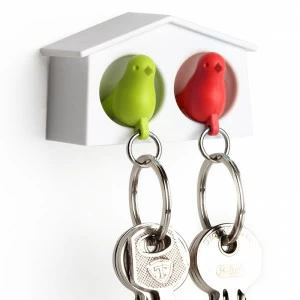 Держатель+брелок для ключей двойной mini sparrow зеленый-красный QUALY  253200 Красный