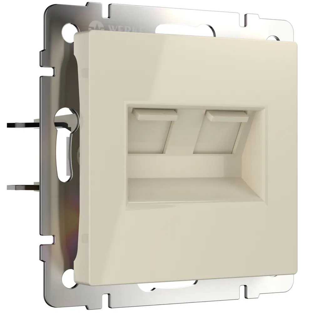 Розетка двойная встраиваемая Werkel RJ-45 без заземления цвет слоновая кость STLM-2201660