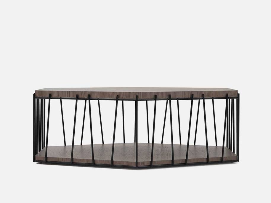 Деревянный шестиугольный низкий журнальный столик CASA Allover ARCH-00052799