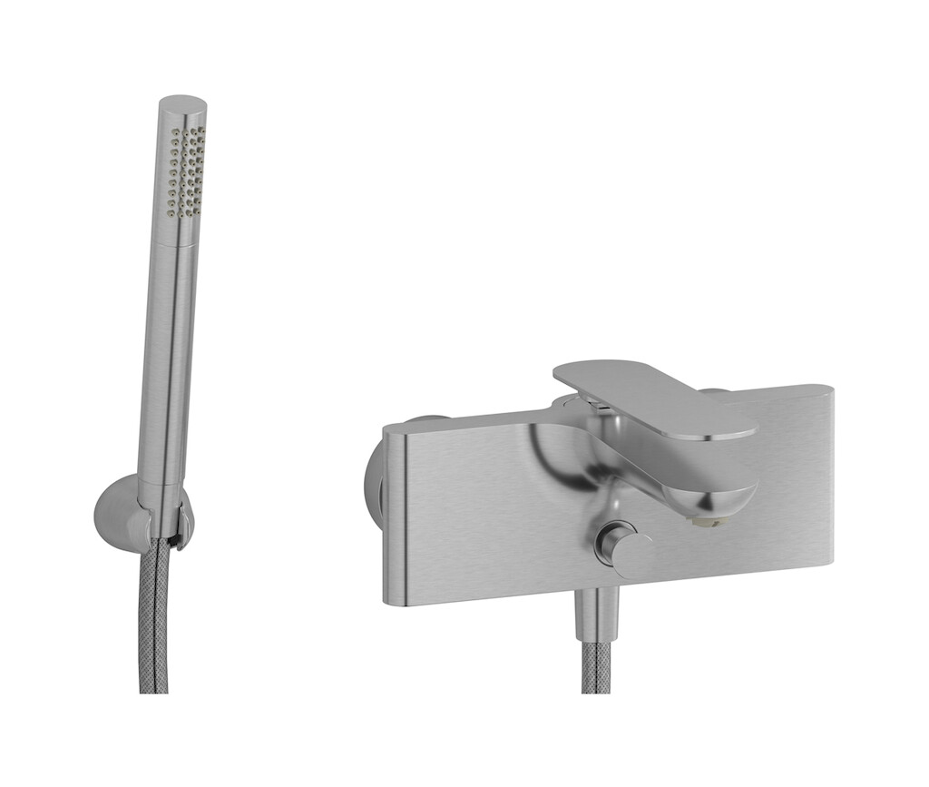 Настенный смеситель для ванной в комплекте с душевым гарнитуром WE ARE IB k2250ss Brushed Nickel K2