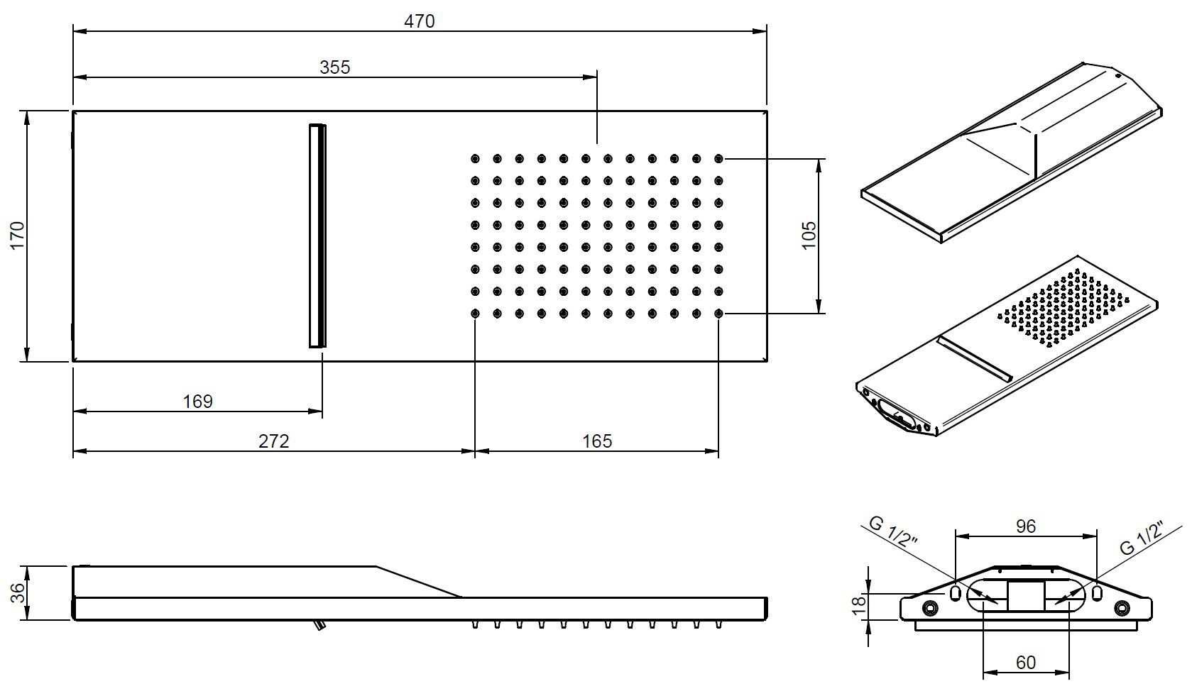 Термостатический набор для душа с душем Rubinetterie Treemme W-touch ARCH-00148113 - Вид №2