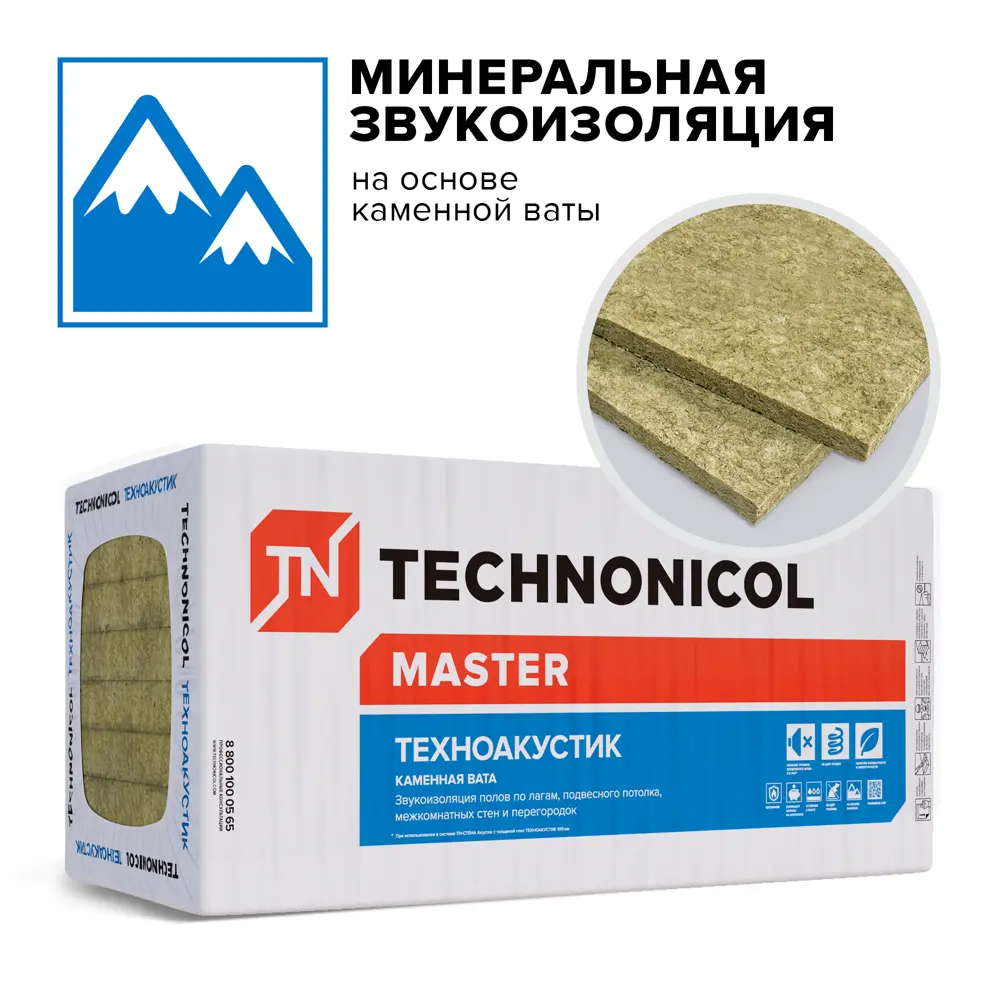 Звукоизоляция Технониколь Техноакустик 50 мм 5.76 м² STLM-2068751 - Вид №2